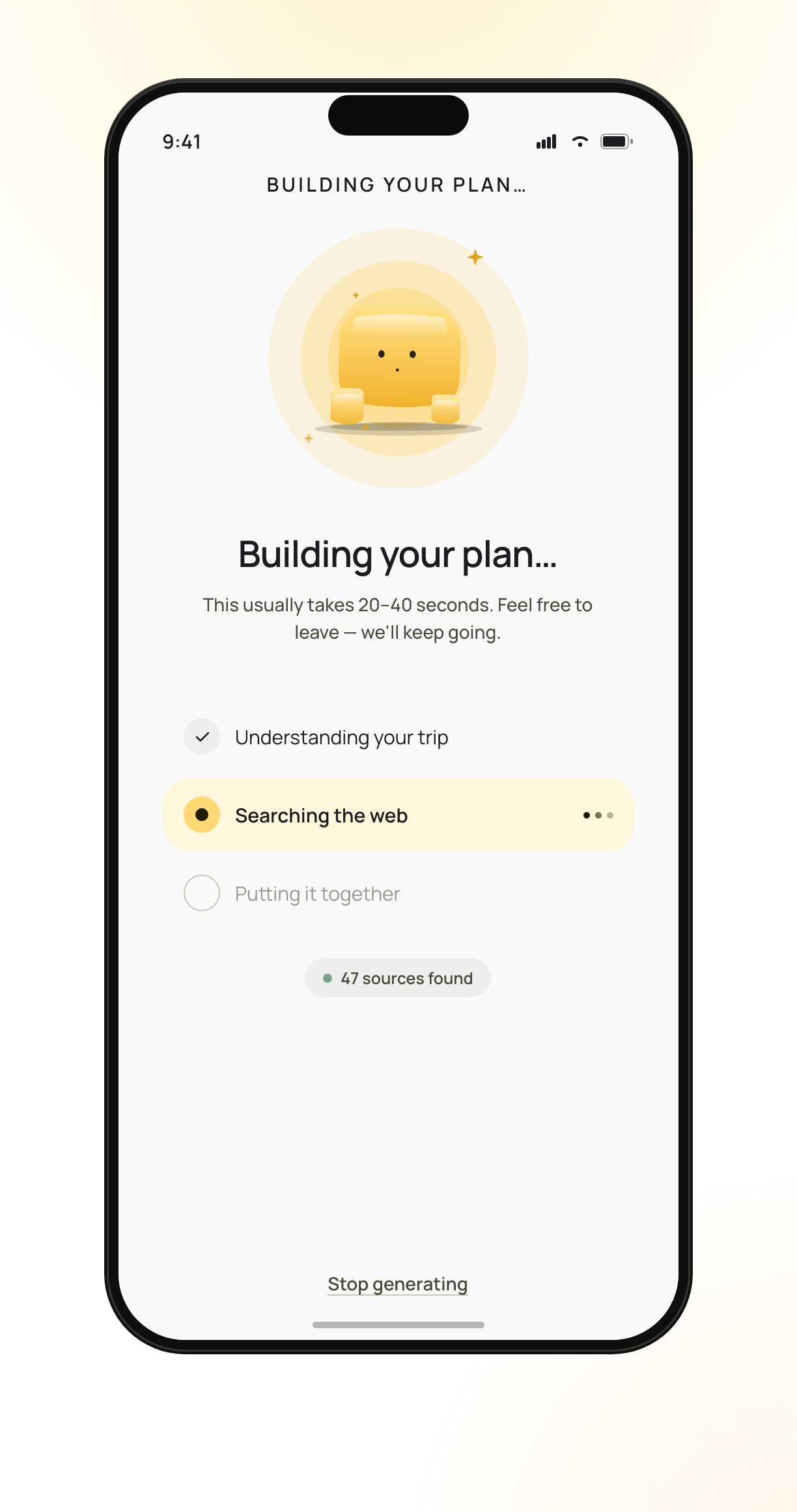 Building your plan screen with the Butter mascot