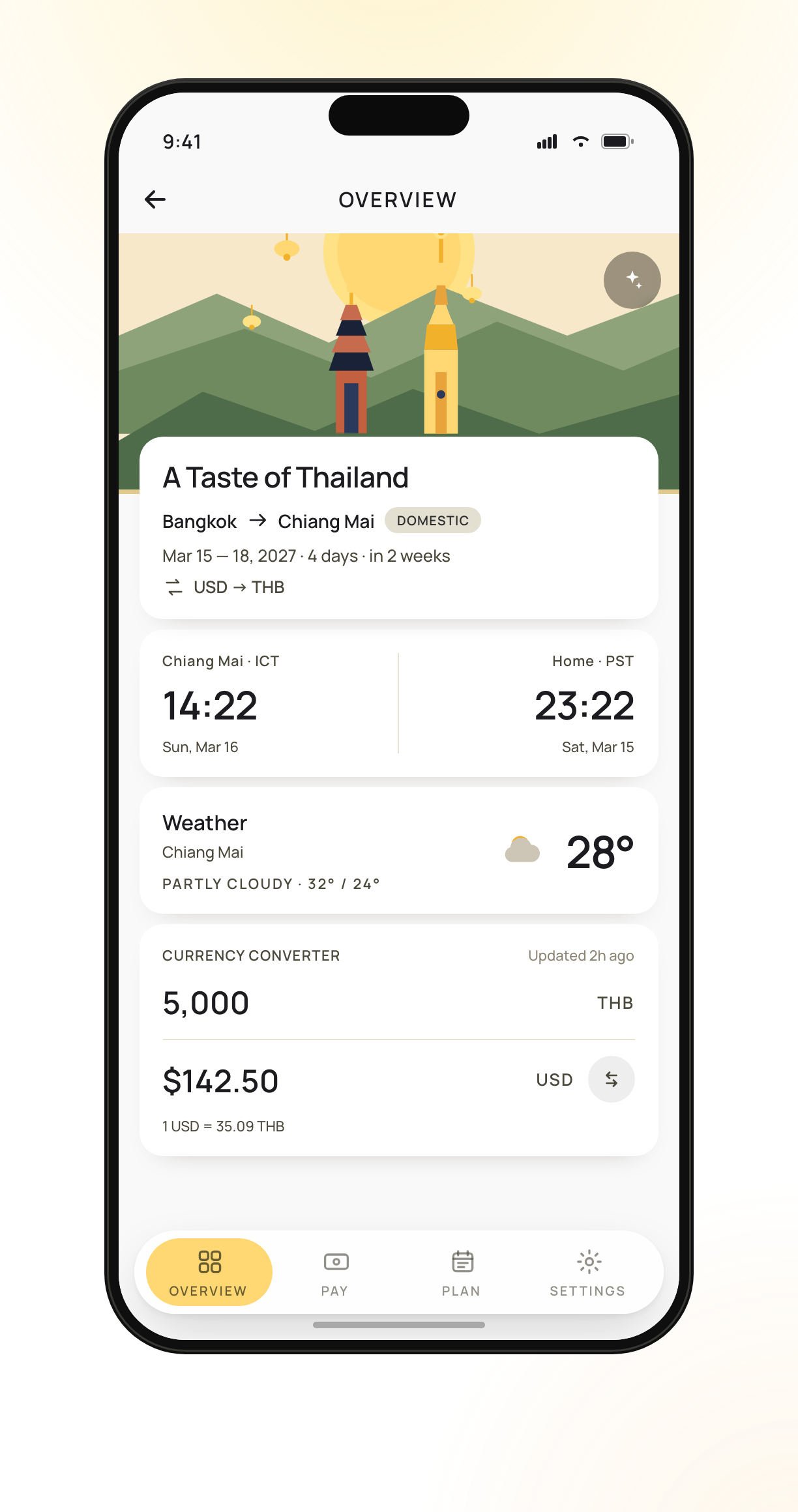 Butter Agent trip overview screen